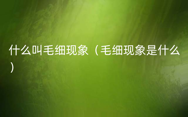 什么叫毛细现象（毛细现象是什么）