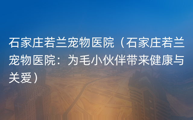 石家庄若兰宠物医院（石家庄若兰宠物医院：为毛小伙伴带来健康与关爱）