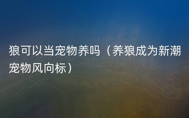 狼可以当宠物养吗（养狼成为新潮宠物风向标）