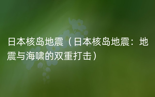 日本核岛地震（日本核岛地震：地震与海啸的双重打击）