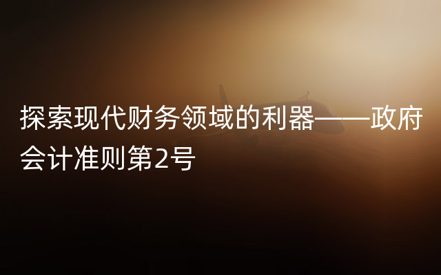 探索现代财务领域的利器——政府会计准则第2号