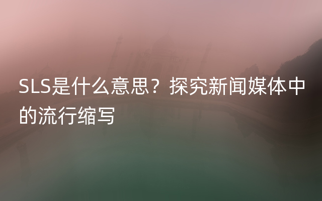 SLS是什么意思？探究新闻媒体中的流行缩写