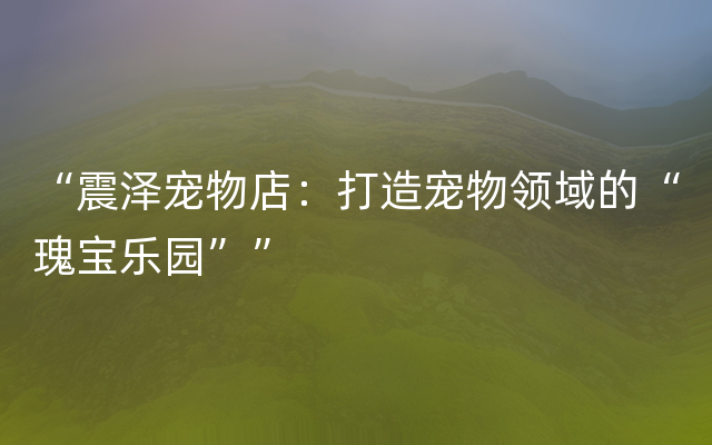 “震泽宠物店：打造宠物领域的“瑰宝乐园””