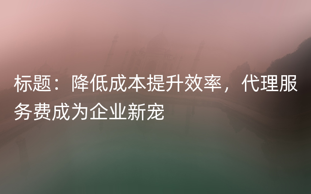 标题：降低成本提升效率，代理服务费成为企业新宠