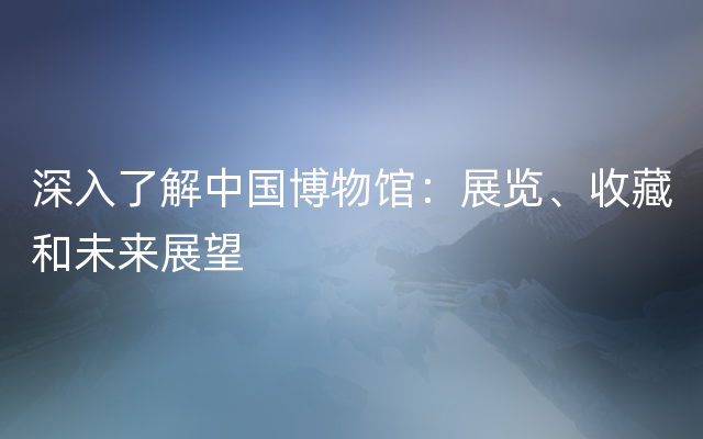 深入了解中国博物馆：展览、收藏和未来展望