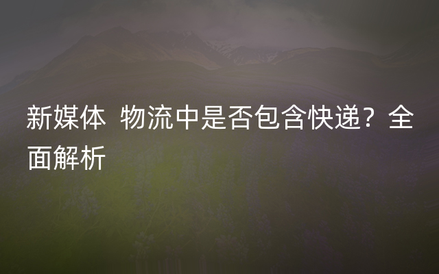 新媒体  物流中是否包含快递？全面解析