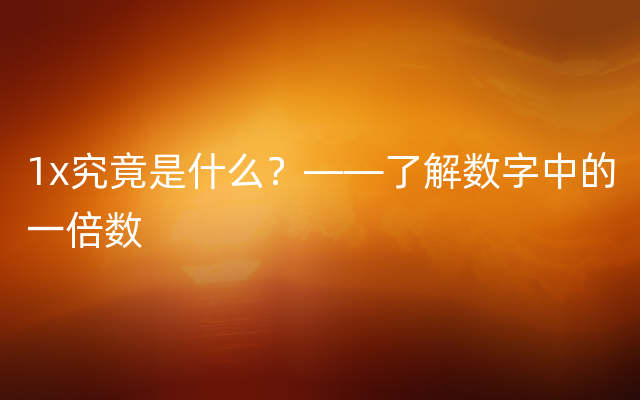 1x究竟是什么？——了解数字中的一倍数