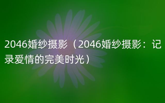 2046婚纱摄影（2046婚纱摄影：记录爱情的完美时光）