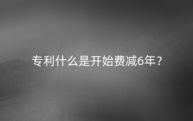 专利什么是开始费减6年？