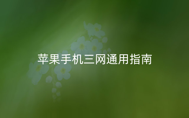 苹果手机三网通用指南