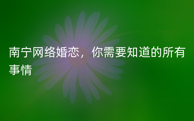 南宁网络婚恋，你需要知道的所有事情