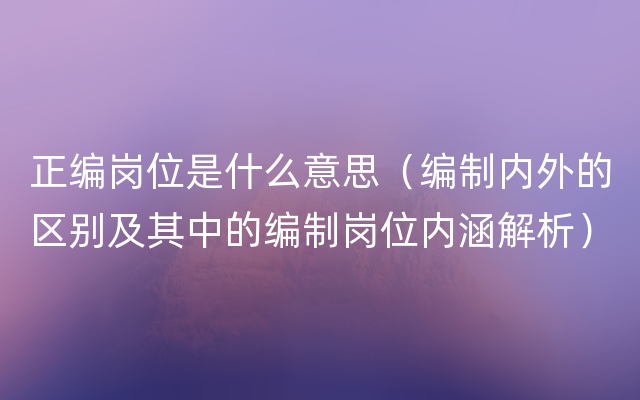 正编岗位是什么意思（编制内外的区别及其中的编制岗位内涵解析）