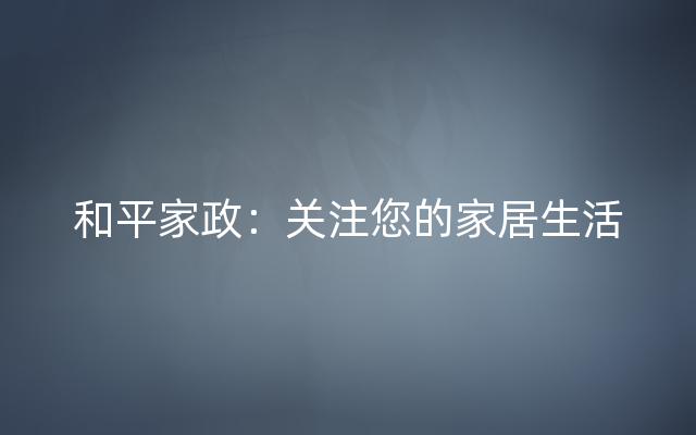 和平家政：关注您的家居生活