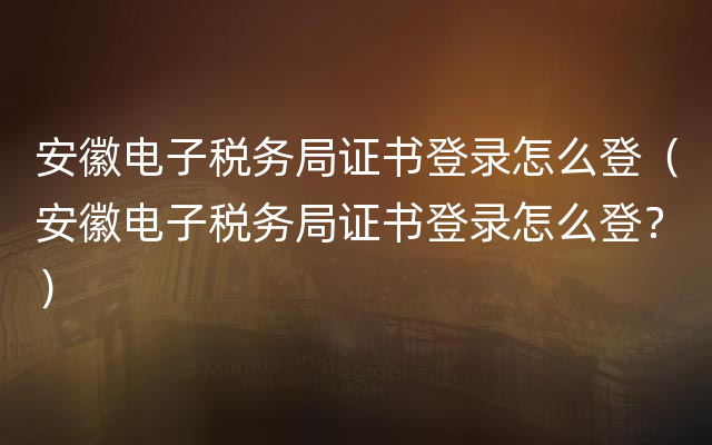 安徽电子税务局证书登录怎么登（安徽电子税务局证书登录怎么登？）