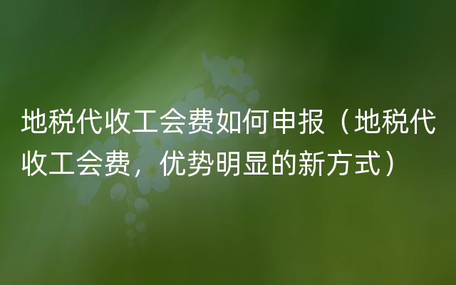 地税代收工会费如何申报（地税代收工会费，优势明显的新方式）