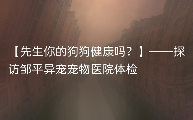 【先生你的狗狗健康吗？】——探访邹平异宠宠物医