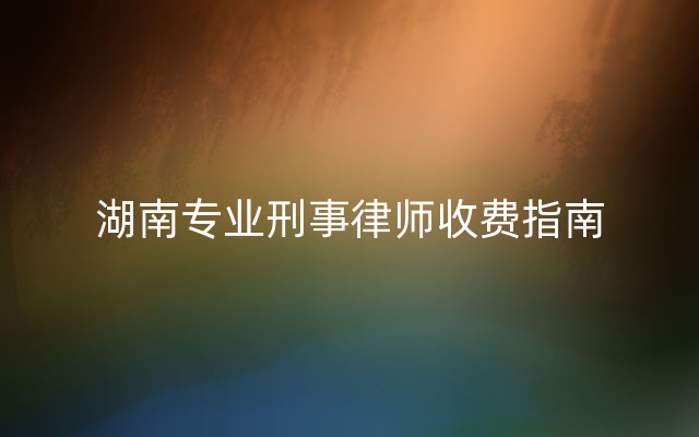 湖南专业刑事律师收费指南