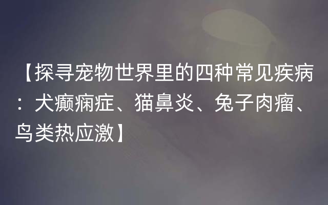 【探寻宠物世界里的四种常见疾病：犬癫痫症、猫鼻炎、兔子肉瘤、鸟类热应激】