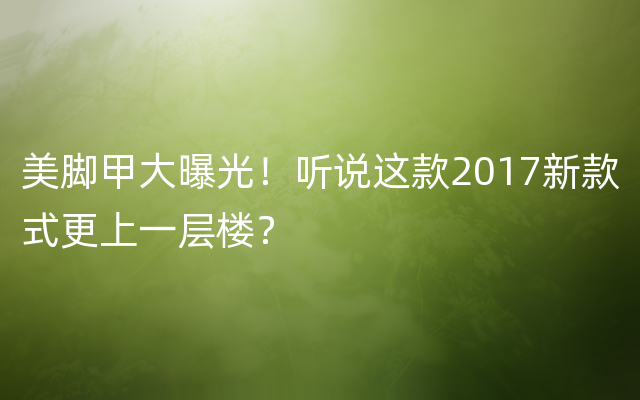 美脚甲大曝光！听说这款2017新款式更上一层楼？