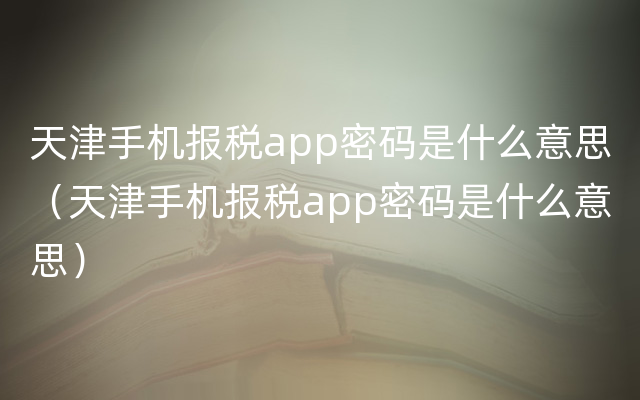 天津手机报税app密码是什么意思（天津手机报税app密码是什么意思）