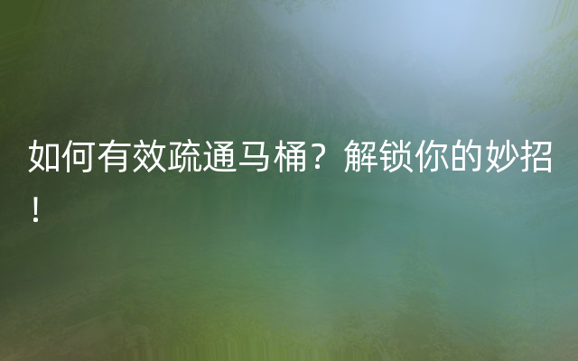 如何有效疏通马桶？解锁你的妙招！