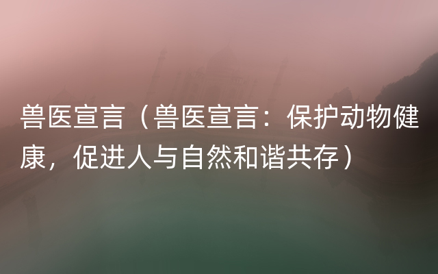 兽医宣言（兽医宣言：保护动物健康，促进人与自然和谐共存）