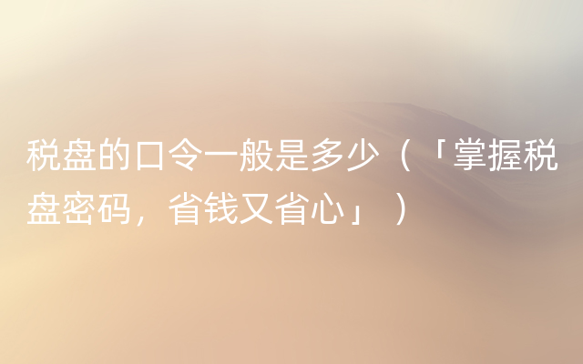 税盘的口令一般是多少（「掌握税盘密码，省钱又省心」 ）