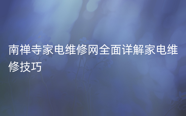 南禅寺家电维修网全面详解家电维修技巧