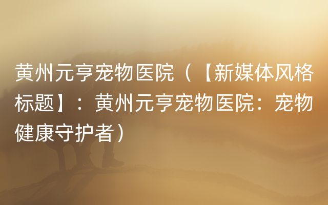 黄州元亨宠物医院（【新媒体风格标题】：黄州元亨宠物医院：宠物健康守护者）