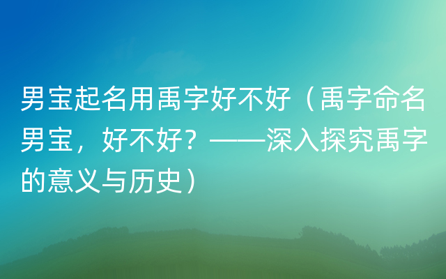 男宝起名用禹字好不好（禹字命名男宝，好不好？——深入探究禹字的意义与历史）