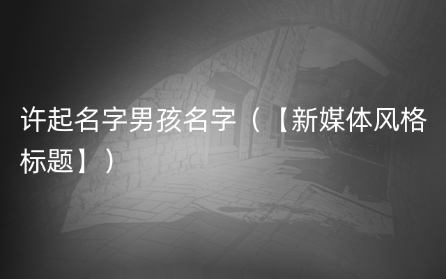 许起名字男孩名字（【新媒体风格标题】）