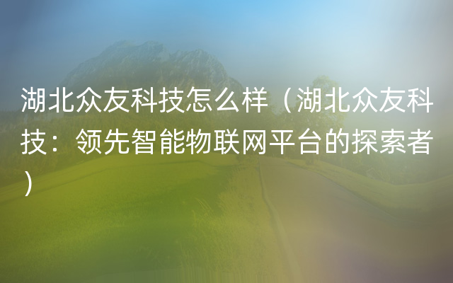 湖北众友科技怎么样（湖北众友科技：领先智能物联网平台的探索者）