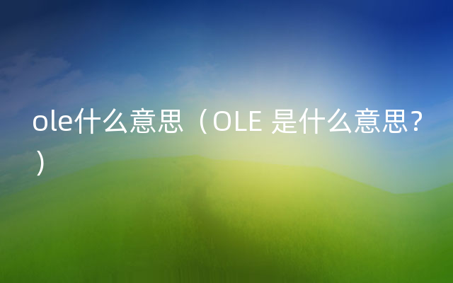 ole什么意思（OLE 是什么意思？）