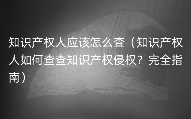 知识产权人应该怎么查（知识产权人如何查查知识产权侵权？完全指南）