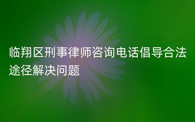 临翔区刑事律师咨询电话倡导合法途径解决问题