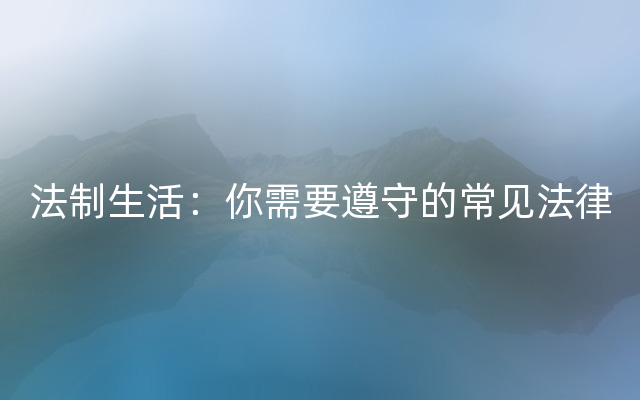 法制生活：你需要遵守的常见法律