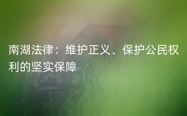 南湖法律：维护正义、保护公民权利的坚实保障