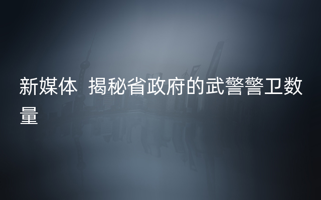 新媒体  揭秘省政府的武警警卫数量