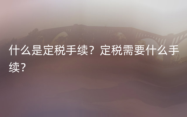 什么是定税手续？定税需要什么手续？