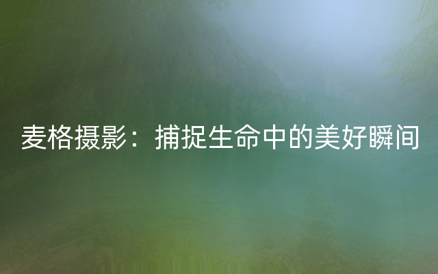 麦格摄影：捕捉生命中的美好瞬间