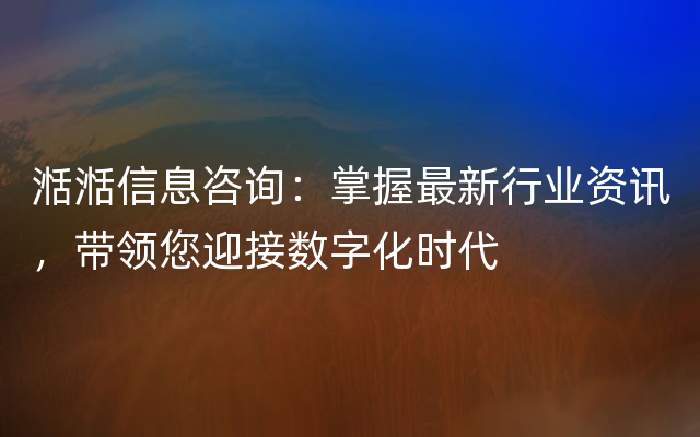 湉湉信息咨询：掌握最新行业资讯，带领您迎接数字化时代