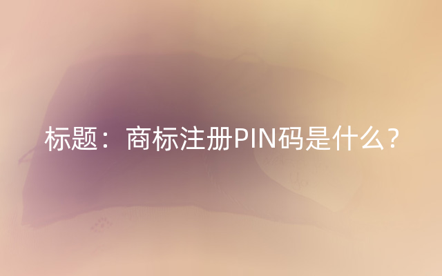 标题：商标注册PIN码是什么？