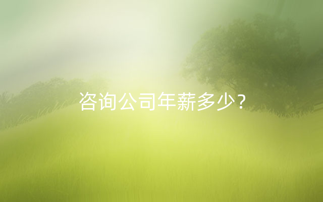 咨询公司年薪多少？