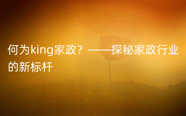 何为king家政？——探秘家政行业的新标杆