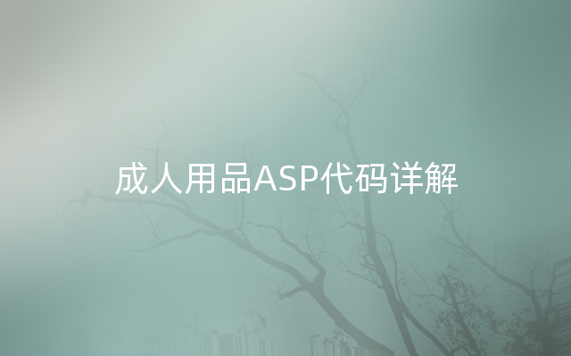 成人用品ASP代码详解