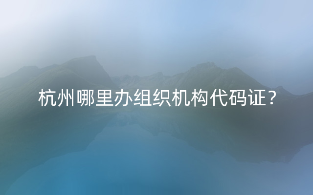 杭州哪里办组织机构代码证？