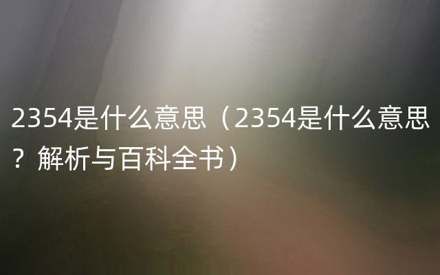 2354是什么意思（2354是什么意思？解析与百科全书）