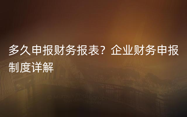 多久申报财务报表？企业财务申报制度详解