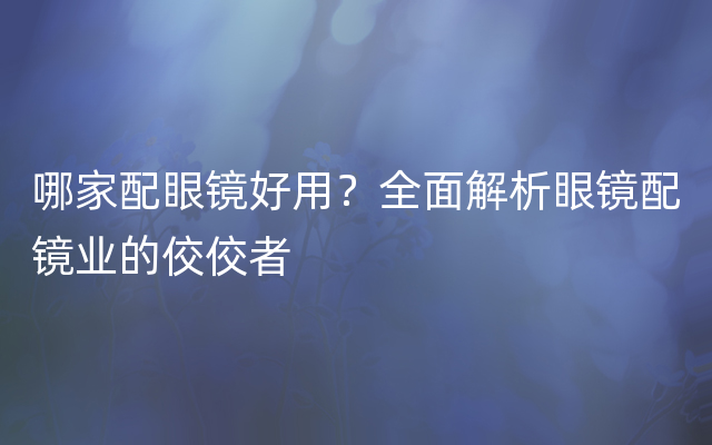 哪家配眼镜好用？全面解析眼镜配镜业的佼佼者