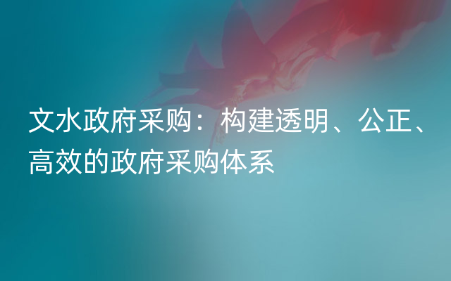 文水政府采购：构建透明、公正、高效的政府采购体系